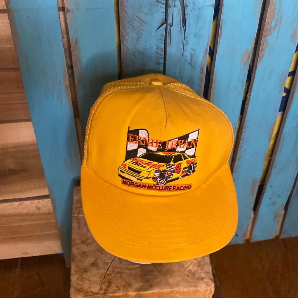 Vintage Ernie Irvin NASCAR adjustable snapback mesh hat Morgan-McClure racing